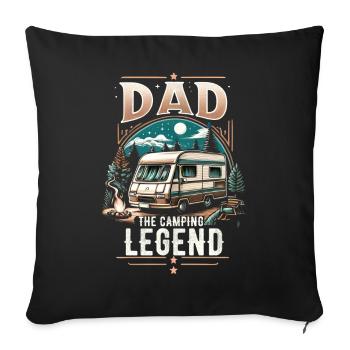 Fête des pères papa la légende du camping papa papa - Housse de coussin décorative 45 x 45 cm - noir - Devant