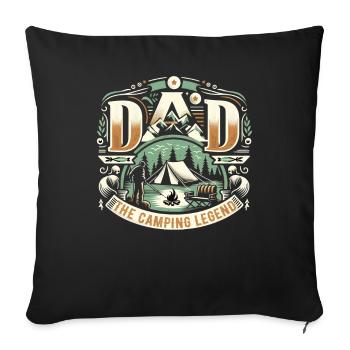 Fête des pères papa la légende du camping papa papa - Housse de coussin décorative 45 x 45 cm - noir - Devant