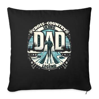 Fête des pères PAPA la légende du ski de fond Papa - Housse de coussin décorative 45 x 45 cm - noir - Devant