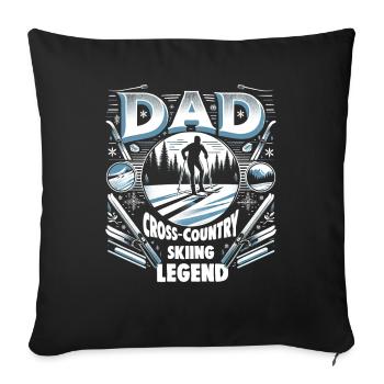 Fête des pères PAPA la légende du ski de fond Papa - Housse de coussin décorative 45 x 45 cm - noir - Devant