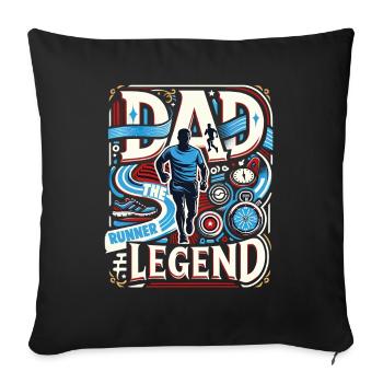Vatertag DAD the Runner Legend Papa - Sofakissenbezug 45 x 45 cm - Schwarz - Vorne