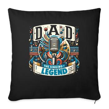 Fête des pères papa la légende du chant papa - Housse de coussin décorative 45 x 45 cm - noir - Devant