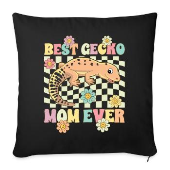 Leopard Gecko Mom Lizard Reptile - Sofa pillowcase 17,3'' x 17,3'' (45 x 45 cm) - black - Front