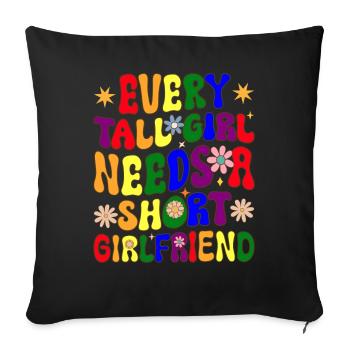 Filles lesbiennes LGBTQ - Housse de coussin décorative 45 x 45 cm - noir - Devant