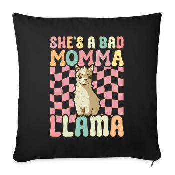 Mama Llama - Sofa pillowcase 17,3'' x 17,3'' (45 x 45 cm) - black - Front