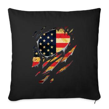 Ripped USA Flage Gift Tears - Sofa pillowcase 17,3'' x 17,3'' (45 x 45 cm) - black - Front