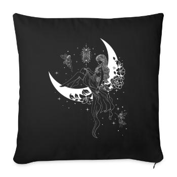 Fairycore Lune Fée Ailes Fée Croissant de Lune - Housse de coussin décorative 45 x 45 cm - noir - Devant