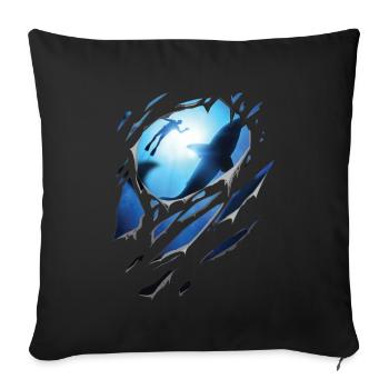 Ripped Diving Shark Gift Cracks - Sofa pillowcase 17,3'' x 17,3'' (45 x 45 cm) - black - Front