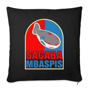 Poisson Meme Rouge Bleu - Housse de coussin décorative 45 x 45 cm - noir - Devant