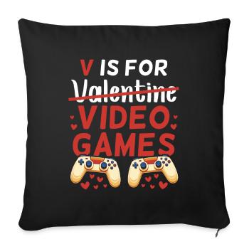 Video Games Valentine's Day Valentine Video Games - Sofa pillowcase 17,3'' x 17,3'' (45 x 45 cm) - black - Front