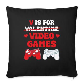 Valentine Video Games Herz Für Computer Spiele - Sofakissenbezug 45 x 45 cm - Schwarz - Vorne