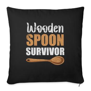 Wooden Spoon Survivor Parenting Parents - Sofa pillowcase 17,3'' x 17,3'' (45 x 45 cm) - black - Front