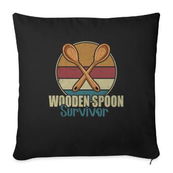 Kindererziehung Löffel - Survivant de la cuillère en bois - Housse de coussin décorative 45 x 45 cm - noir - Devant