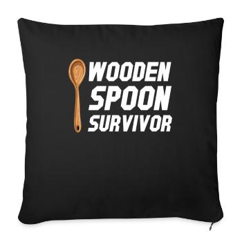 Wooden Spoon Survivor Parenting Grandparents - Sofa pillowcase 17,3'' x 17,3'' (45 x 45 cm) - black - Front