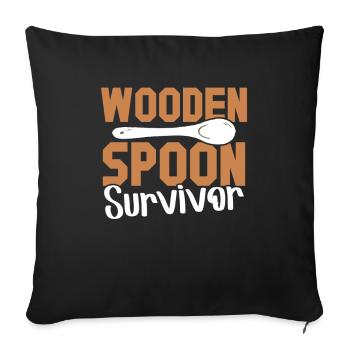 Italienische Erziehung Holzlöffel Spoon Survivor - Sofakissenbezug 45 x 45 cm - Schwarz - Vorne