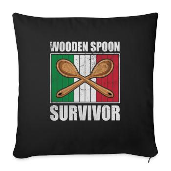 Cuillère en bois survivant Parents de l’Italie cadeau - Housse de coussin décorative 45 x 45 cm - noir - Devant