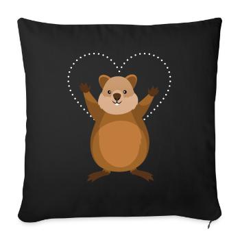 Quokka Heart Australie - Housse de coussin décorative 45 x 45 cm - noir - Devant