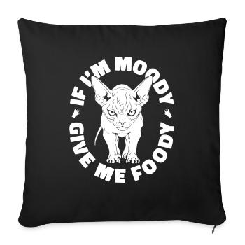 Chat Sphynx Drôle Si Je Suis De Mauvaise Humeur Donnez-Moi Gourmand - Housse de coussin décorative 45 x 45 cm - noir - Devant