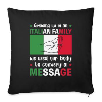 Italien famille corps parlant signe de la main - Housse de coussin décorative 45 x 45 cm - noir - Devant