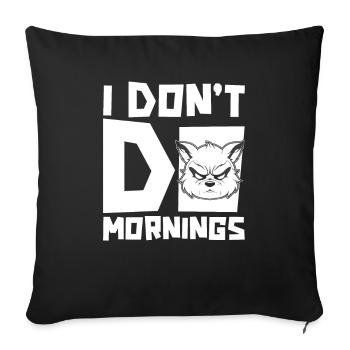 Panda roux Drôle Je ne fais pas de matins - Housse de coussin décorative 45 x 45 cm - noir - Devant