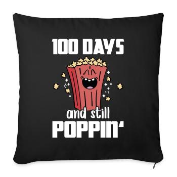 100 Days And Still Poppin Popcorn Pun School - Sofa pillowcase 17,3'' x 17,3'' (45 x 45 cm) - black - Front