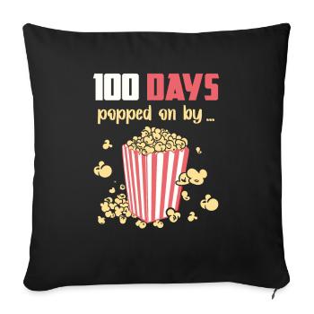 100 jours Popped Popcorn cadeau de fête de l’école - Housse de coussin décorative 45 x 45 cm - noir - Devant