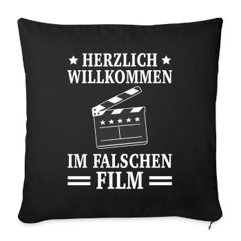 Herzlich Willkommen Im Flaschen Film Kinospruch - Sofakissenbezug 45 x 45 cm - Schwarz - Vorne