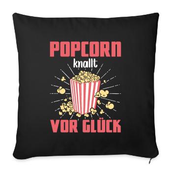 Popcorn Pops avec des films de bonheur Machine à pop-corn - Housse de coussin décorative 45 x 45 cm - noir - Devant