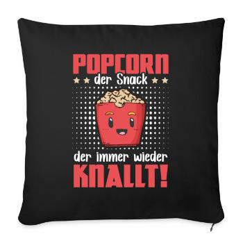 Popcorn Snack That Pops - Cadeau de soirée cinéma - Housse de coussin décorative 45 x 45 cm - noir - Devant