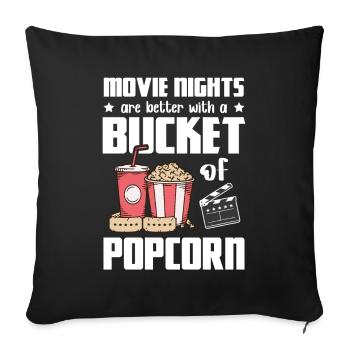 Les soirées cinéma sont meilleures : un seau de pop-corn - Housse de coussin décorative 45 x 45 cm - noir - Devant