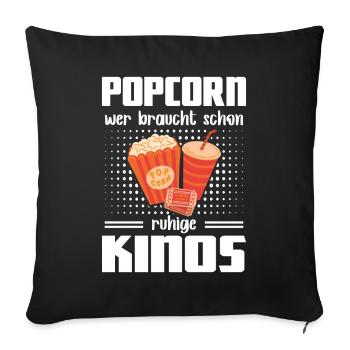 Popcorn qui a besoin de cinémas silencieux - Housse de coussin décorative 45 x 45 cm - noir - Devant
