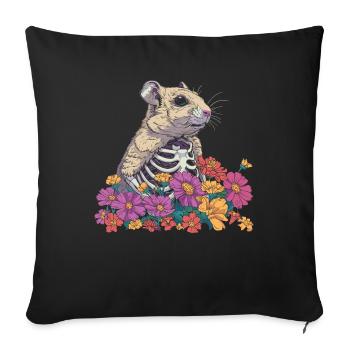 Hamster Gold Hamster Flower Skeleton Flower Animal - Sofa pillowcase 17,3'' x 17,3'' (45 x 45 cm) - black - Front