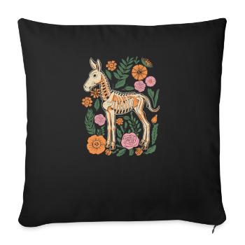 Muli Donkey Flower Skeleton Flower Animal - Sofa pillowcase 17,3'' x 17,3'' (45 x 45 cm) - black - Front