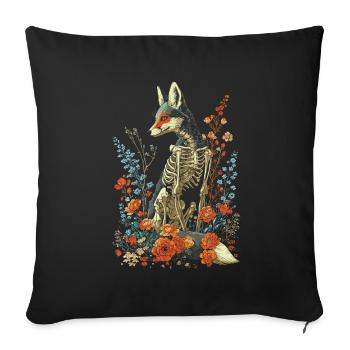 Fox Flower Skeleton Flower Animal - Sofa pillowcase 17,3'' x 17,3'' (45 x 45 cm) - black - Front
