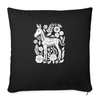 Muli Donkey Flower Skeleton Flower Animal - Sofa pillowcase 17,3'' x 17,3'' (45 x 45 cm) - black - Front