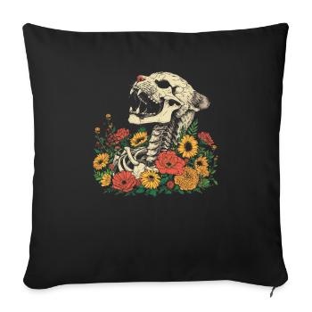 Fleur de guépard squelette fleur animal - Housse de coussin décorative 45 x 45 cm - noir - Devant
