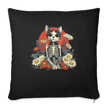 Cat Flower Skeleton Flower Animal - Sofa pillowcase 17,3'' x 17,3'' (45 x 45 cm) - black - Front