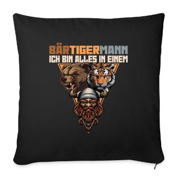 Bär Tiger Mann - Wikinger - Bärtigermann - Sofakissenbezug 45 x 45 cm - Schwarz - Vorne