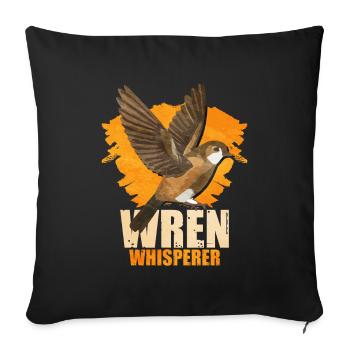 Troglodyte oiseau - Housse de coussin décorative 45 x 45 cm - noir - Devant