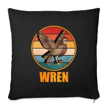 Troglodyte oiseau - Housse de coussin décorative 45 x 45 cm - noir - Devant