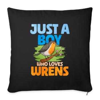 Troglodyte oiseau - Housse de coussin décorative 45 x 45 cm - noir - Devant