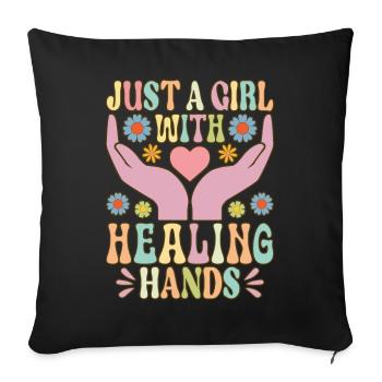 Massothérapeute Fille - Housse de coussin décorative 45 x 45 cm - noir - Devant