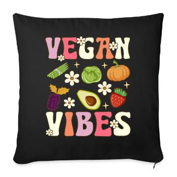 Véganisme à base de plantes Groovy - Housse de coussin décorative 45 x 45 cm - noir - Devant