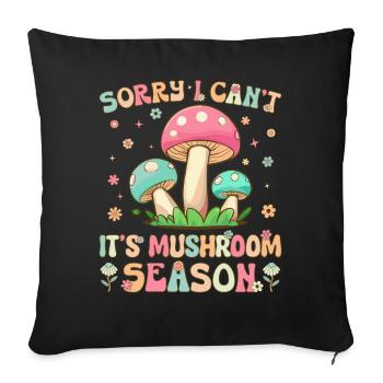 Mycologue groovy à la recherche de champignons - Housse de coussin décorative 45 x 45 cm - noir - Devant