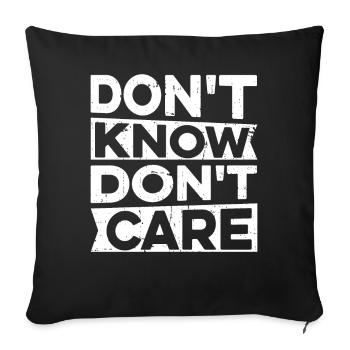 Humour noir Drôle Ne sais pas Je m’en fous - Housse de coussin décorative 45 x 45 cm - noir - Devant