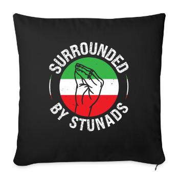Signe de la main italienne entouré de stunas - Housse de coussin décorative 45 x 45 cm - noir - Devant