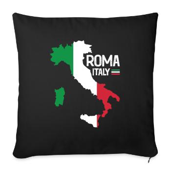 Roma Italie Rome Carte Régions Italie - Housse de coussin décorative 45 x 45 cm - noir - Devant