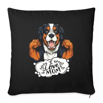 Bouvier bernois J’aime maman - Housse de coussin décorative 45 x 45 cm - noir - Devant