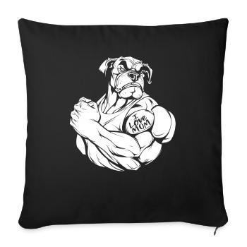 Bulldog biceps tatouage j’aime maman - Housse de coussin décorative 45 x 45 cm - noir - Devant