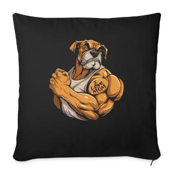 Bouledogue que j’aime maman - Housse de coussin décorative 45 x 45 cm - noir - Devant